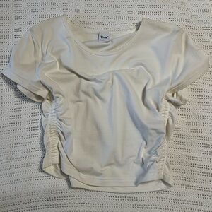 TNA Short Sleeve Cream Ruched Top